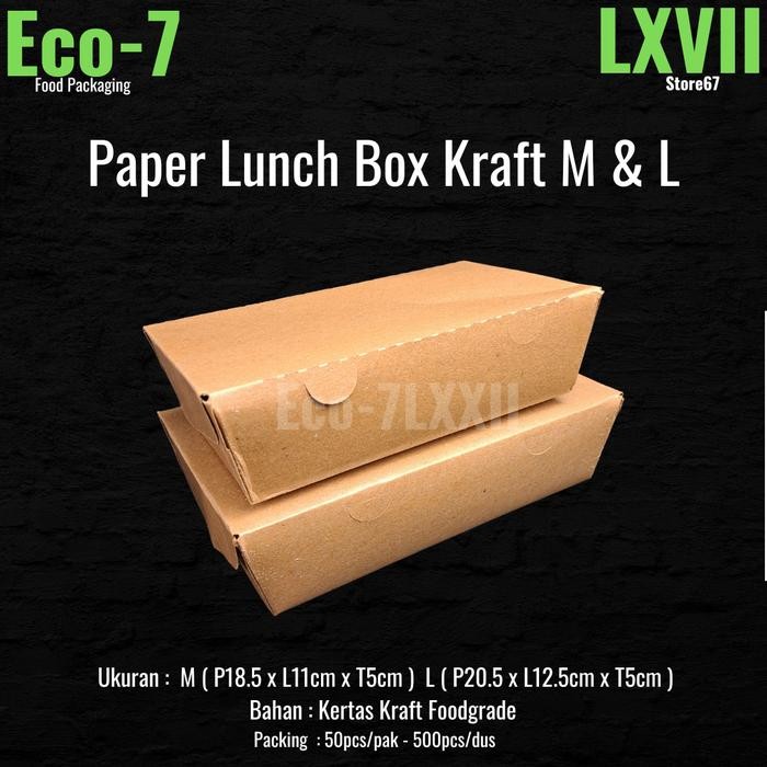 qibq- Paper Lunch Box Brown Kraft Ukuran L