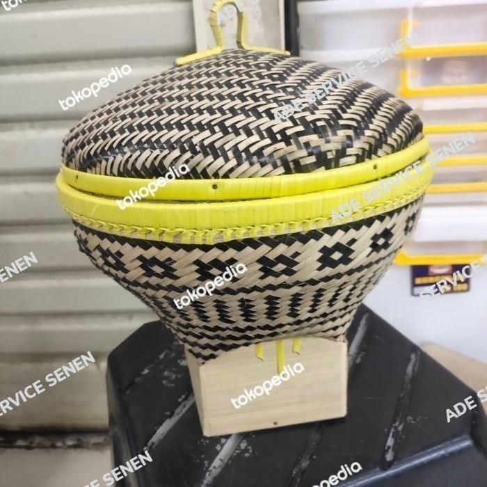 Bakul Nasi Bambu + Tutup, Bakul Nasi Besar 30Cm,
