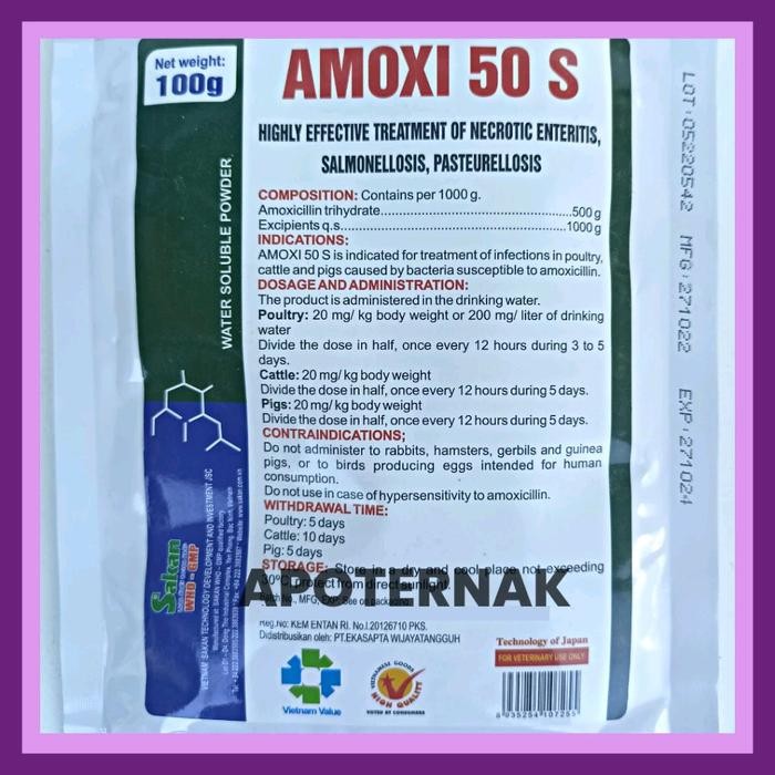 PetShoPq- Amoxi 50 S 100 Gr - Antibiotik Amox Obat Infeksi Pencernaan Ayam Sapi Ampuh - Like