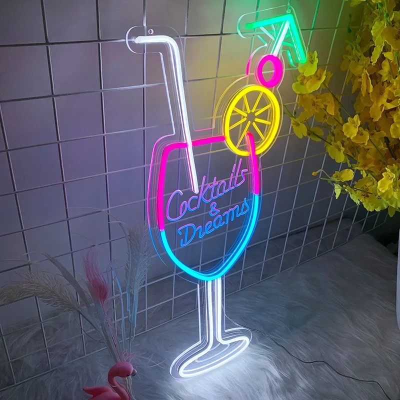 55CM Cocktails & Dream LED Neon Sign Wall Decor For Beer Bar Store Pub Club Nightclub Birthday Party