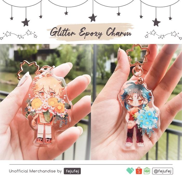 ktw6- [Fejufej] Genshin Impact Glitter Epoxy Charm Keychain