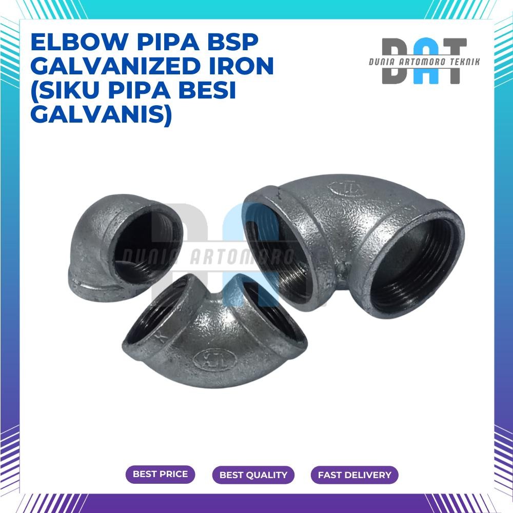 Elbow Pipa 2" BSP – Galvanized Iron (Siku Pipa Besi Galvanis)