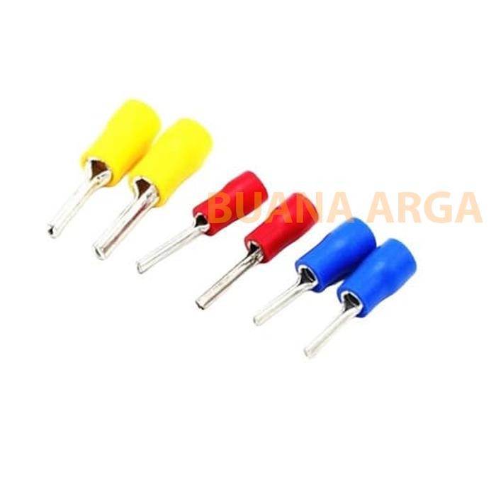 Skun Pin Bulat/Skun Tusuk PTV-2-12 Merah Hitam Biru Kuning 2.5mm