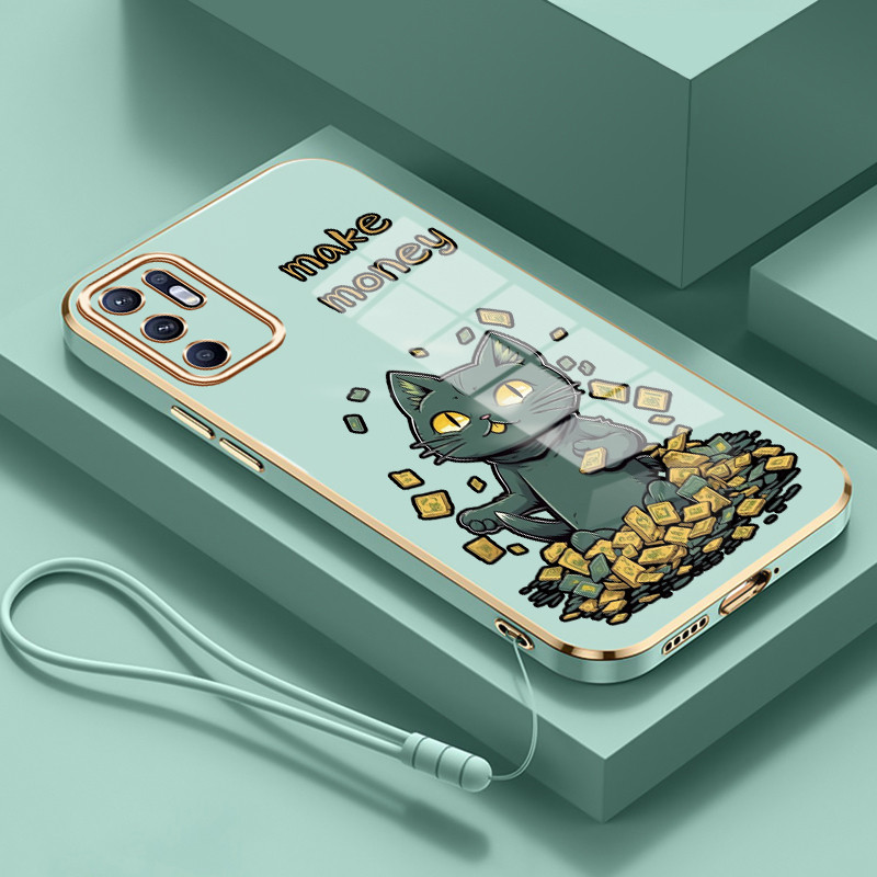 Casing Untuk OPPO Reno 6 4G Reno 6 5G Case Casing HP Softcase Tali gantungan berlapis silikon mewah 