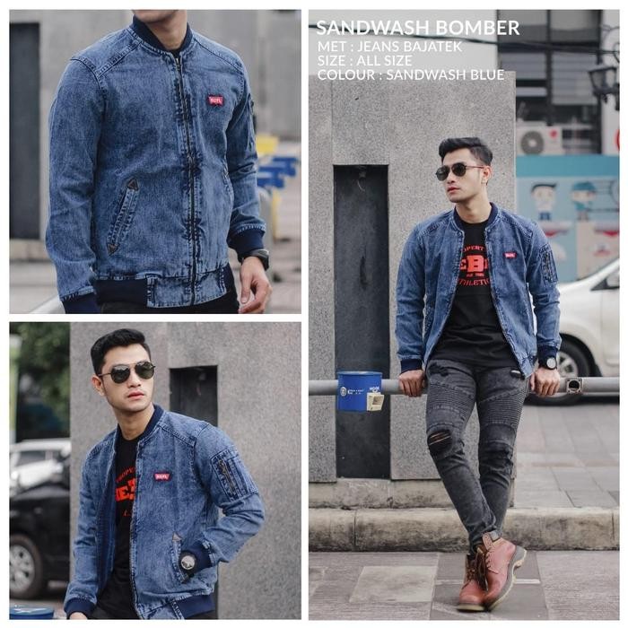 JAKET BOMBER PRIA RCFL SANDWASH KEREN TERBARU / POLOS / JEANS DENIM