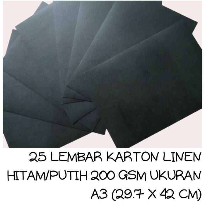 ksl9- 25 Lembar/A3/Karton Linen Hitam/Karton Linen Putih/200Gsm