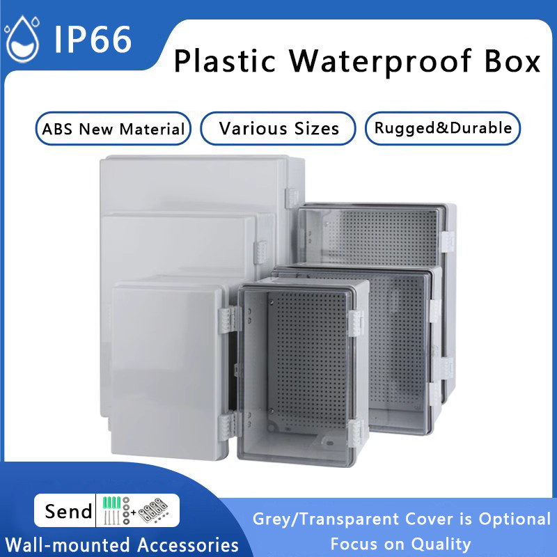 Ip66 Waterproof Junction Box Gray/Transparent Cover Enclosure Power Junction Box Abs Plastic Outdoor