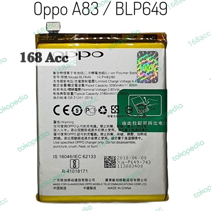 Baterai Batre Oppo A83 A 83 BLP649 Battery oppo a83 Original