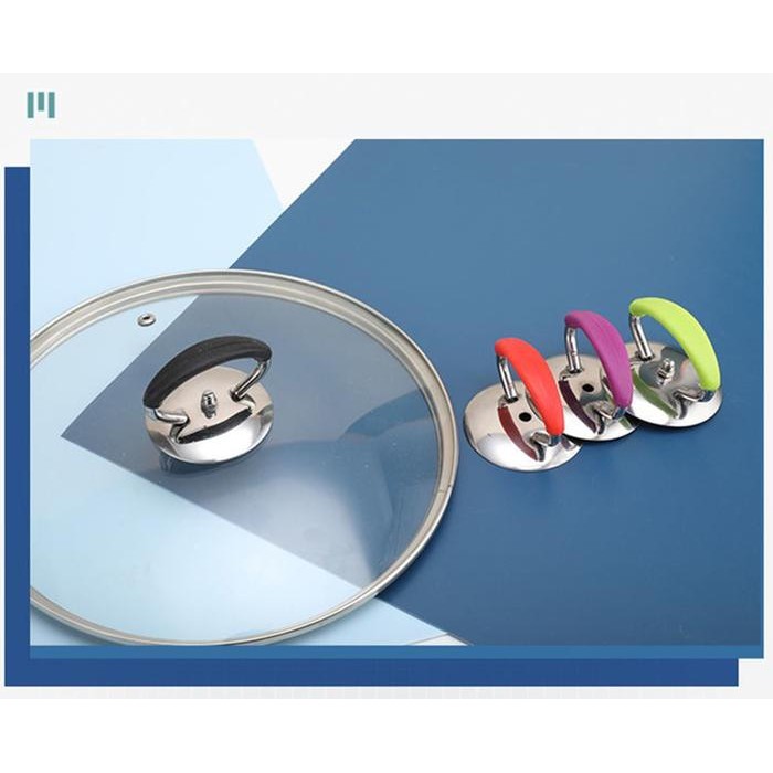PRODUK Pegangan tutup panci Kaca Bahan Stainless Silicon Warna Universal