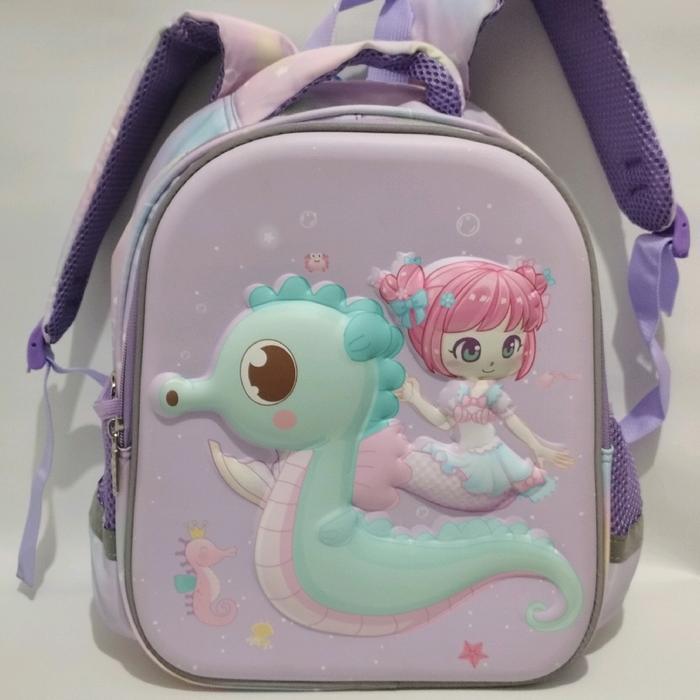 TAS SEKOLAH ANAK PEREMPUAN TK 13 INCH KARAKTER MERMAID HSD TIMBUL 3 DIMENSI CANTIK MOTIF