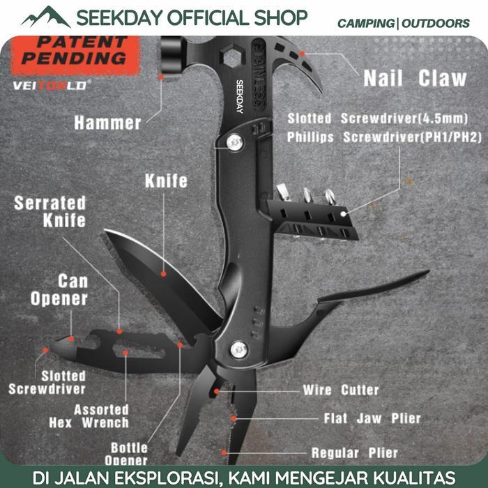 Seekday PALU MULTIFUNGSI Palu Tang Lipat Multifunctional Axe - Alat multifungsi - Palu multifungsi -
