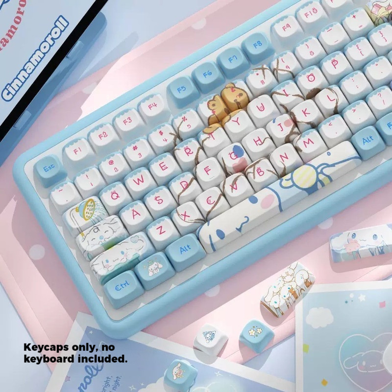 Anime Cartoon Cinnamoroll Sculpted Keycaps PBT Cute Custom Hot-Swappable Keycaps Surprise Gift for