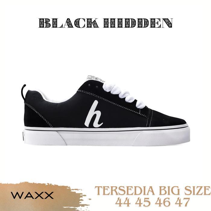 Black Hidden Waxx - Sepatu Pria Sneakers Kasual Skena Model Gemuk Warna Hitam Sepatu Sekolah Kuliah 