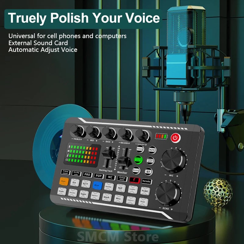 F998 Sound Card Microphone Mixer Kit 16 Sound Effects Audio Recording Sound Mixer Audio Mixing