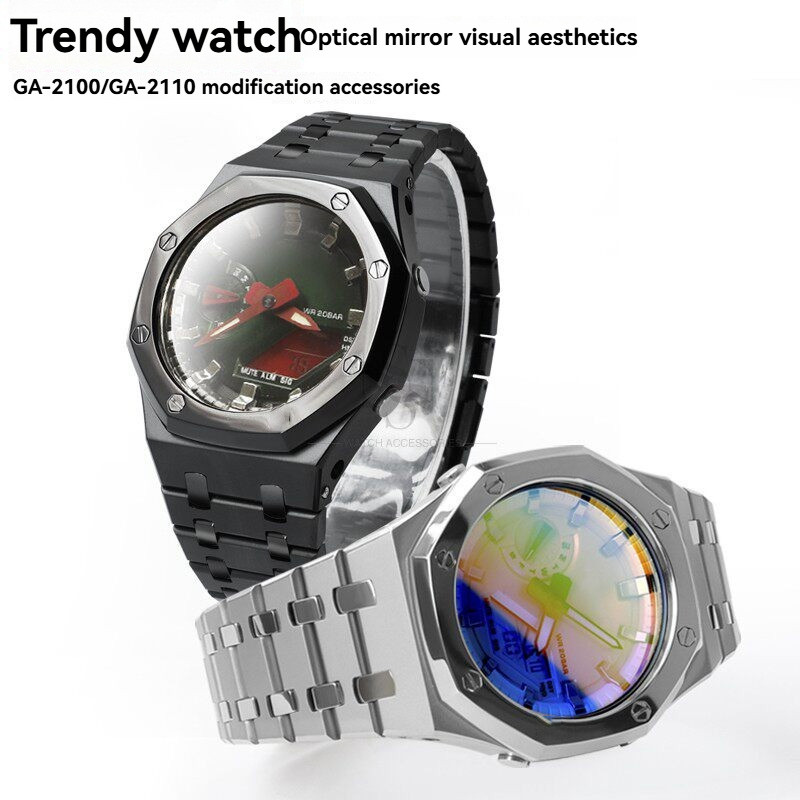 GA2100 Stainless Steel Case &Strap Kit For Casio G-SHOCK Farm Oak GA2100 GA2110 GA-B2100 Men rubber