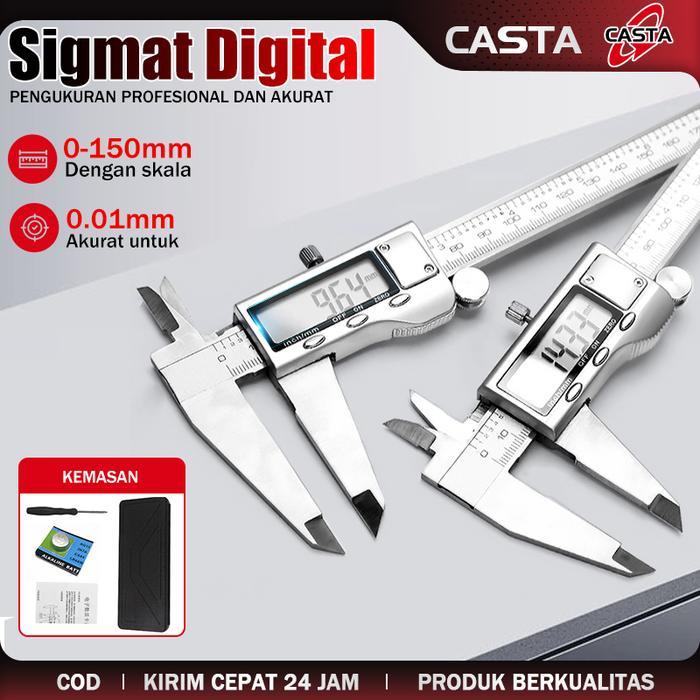 Tekiro - Sigmat Digital Jangka Sorong 150Mm 0.01Mm Zinc Alloy Vernier Caliper Lcd Display Mm/Inch