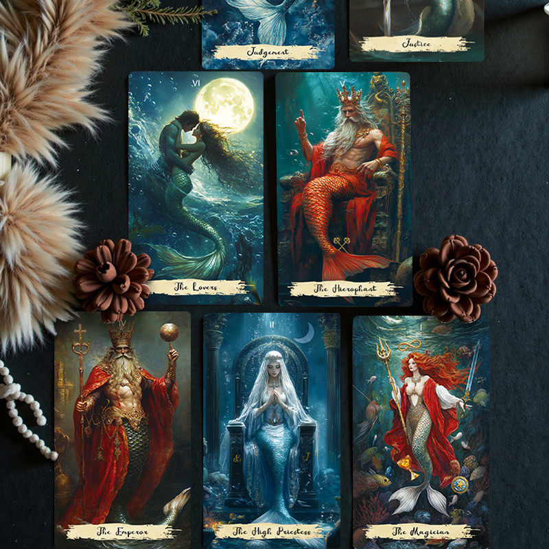 2025 New Beginner 12x7cm Tarot Cards Rider Waite 78 Genuine Professional Mermaid Tarot Deck with