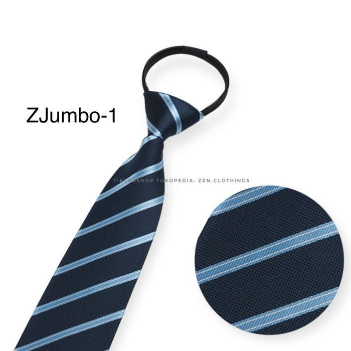 Dasi Pria Instant Langsung Pakai Jumbo Lebar Besar Panjang Motif Resleting Zipper Formal