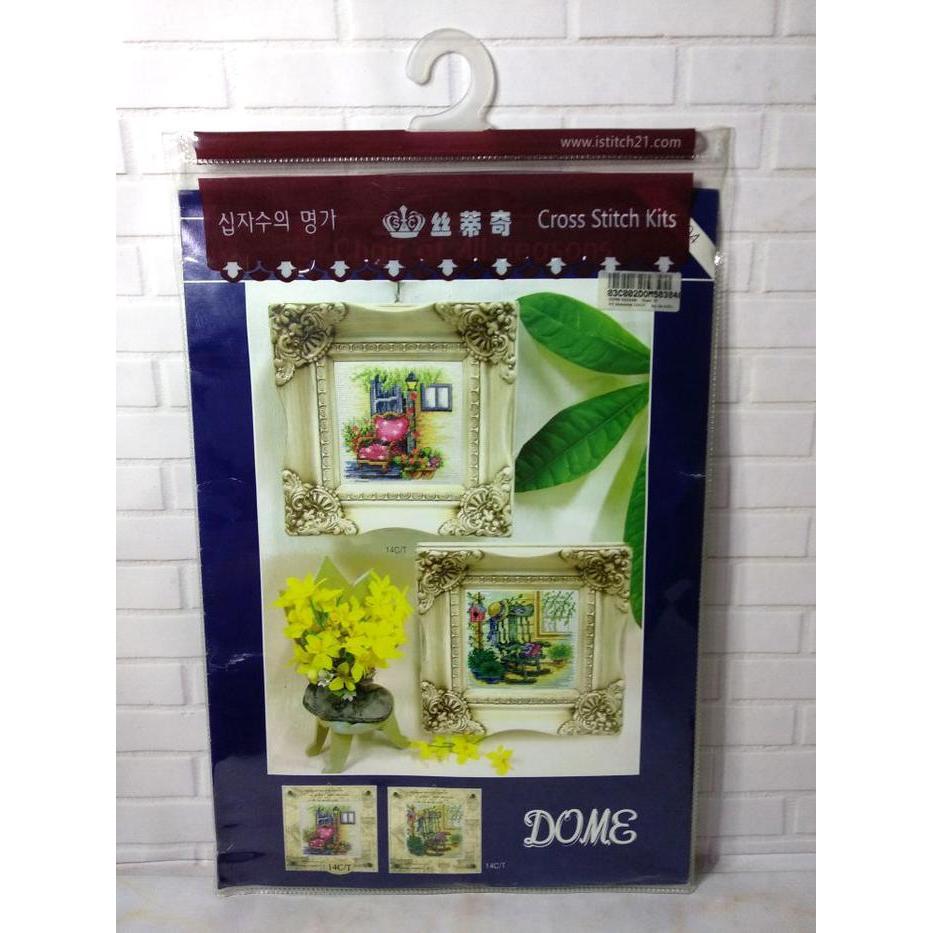 Paket Sulam Kristik DOME 50304A Pemandangan ah Teras Bunga