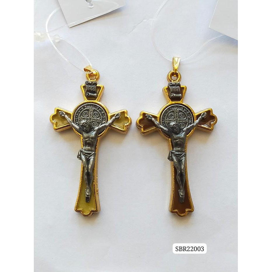 

ORIGINAL Salib Bandul Benediktus 5cm+Eel Color Border Gold, Avila READY STOCK