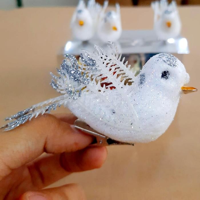 Dekorasi Burung Putih Set 3 Jepit Burung Merpati Hiasan Pohon Natal