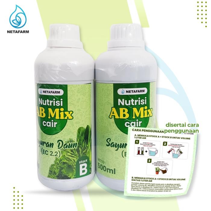 

Promo Ab Mix Cair Netafarm - Sayuran Daun 500Ml ( Stock A Dan Stock B ) Berkualitas
