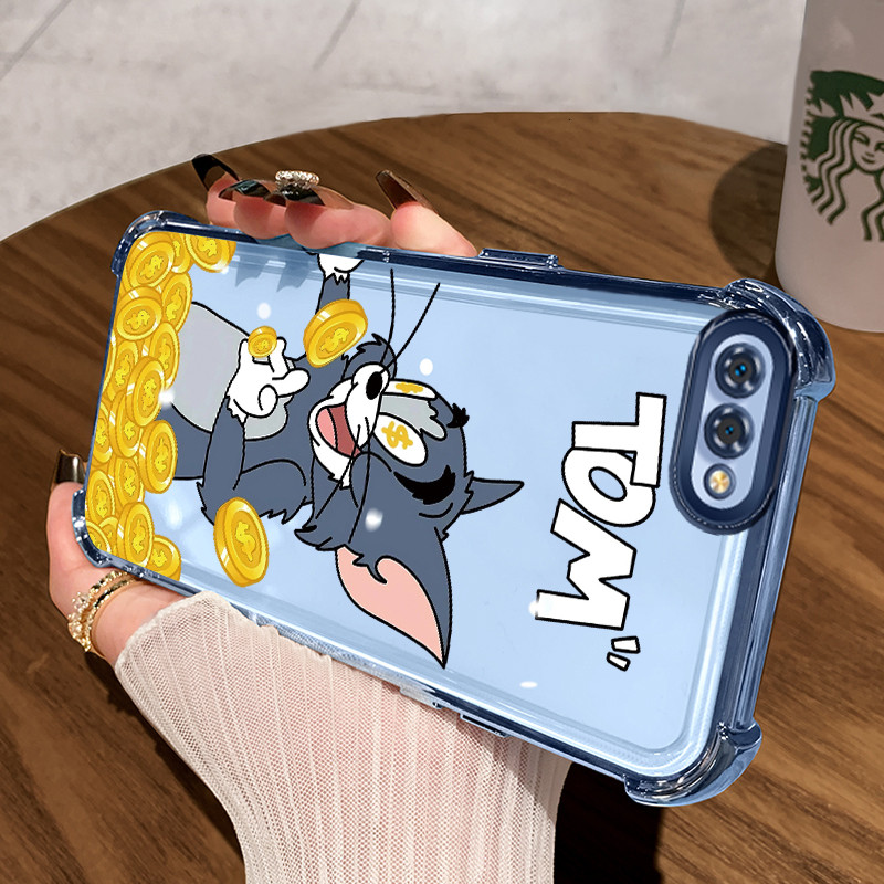 Casing Hp untuk Realme C2 C2s OPPO A1K Case Casing Gold Coin Cat and Mouse pola Silikon Anti-Fall Na