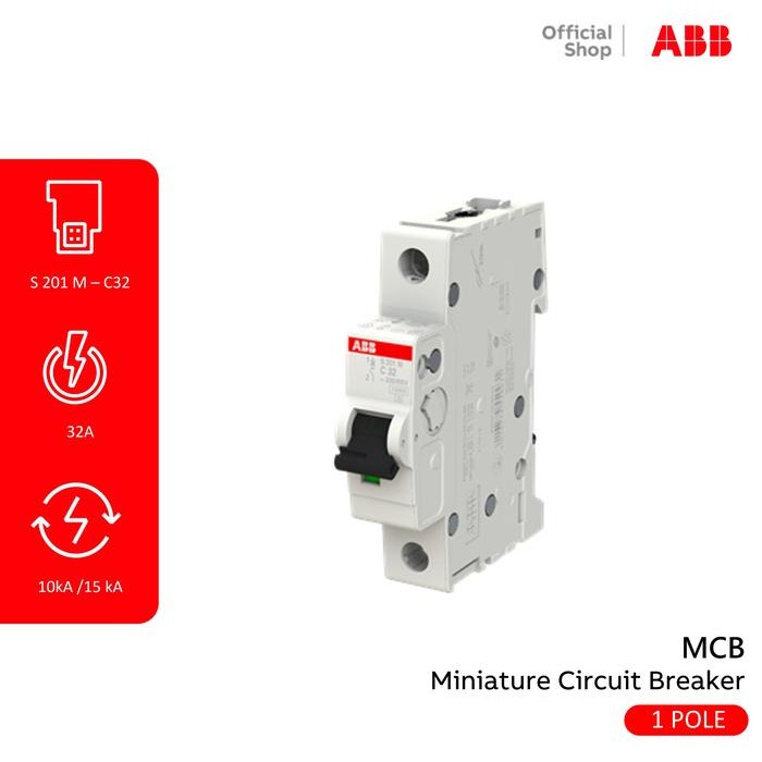 Abb Mcb 1P 32A 10Ka 15Ka S201M-C32 2Cds271001R0324 S 201 M