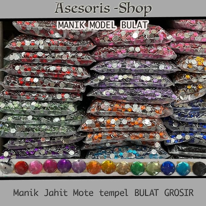 Manik Jahit Mote Manik Jahit Tempel Bulat Berbagai Ukuran Grosiran