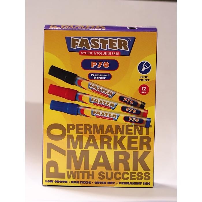 

Faster P70, Permanent Marker isi 12 pcs -Black, Blue dan Red
