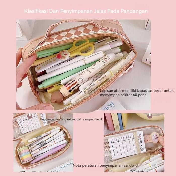 

TEMPAT PENSIL BERKAPASITAS BESAR/TAS KOSMETIK BERLAPIS GANDA/TAS PENYIMPANAN / TEMPAT PENSIL KOTAK