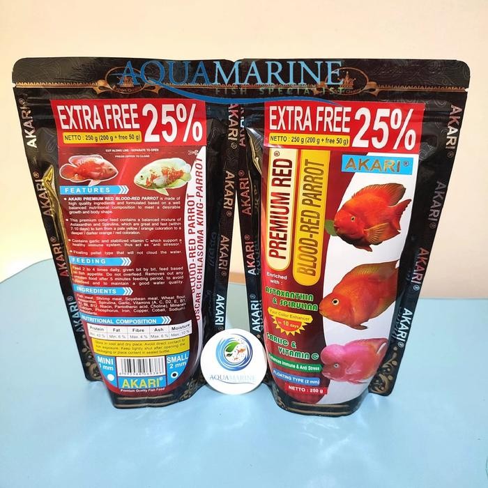 Akari Premium Red Blood Red Parrot 250gr makanan ikan pakan oscar louhan parrot Pigmen Merah
