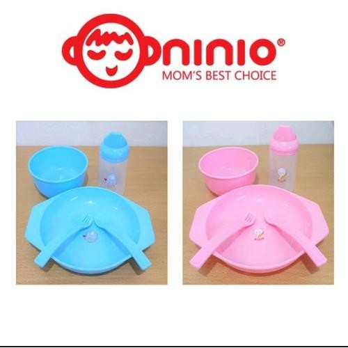 Ninio Set Perlengkapan Makan Bayi Anak MPASI Wadah makan Bubur Baby Feeding Set 5 IN 1 R-46 Piring