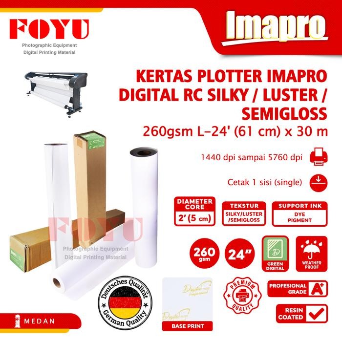 

Kertas Foto Inkjet Imapro Green Digital RC Silky Luster 260g L-24'x30m