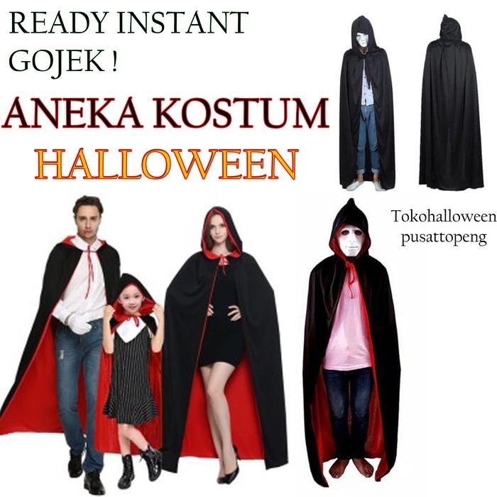 JUBAH ACARA HALLOWEEN JUBAH DRACULA JUBAH SCREAM HITAM POLOS