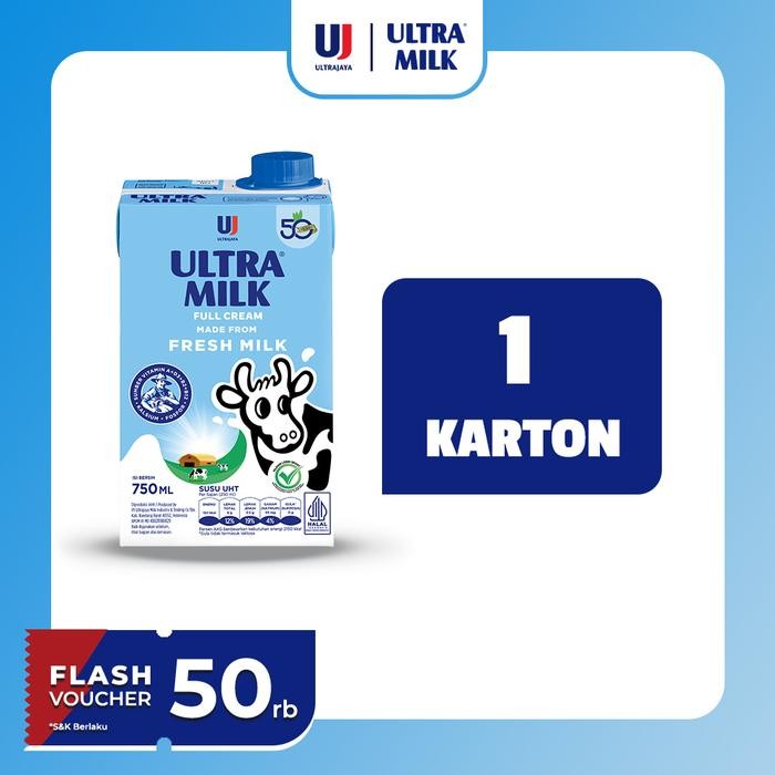 

Pilihan- Ultra Milk Susu Uht Full Cream 750 Ml 1 Karton (12 Pcs)