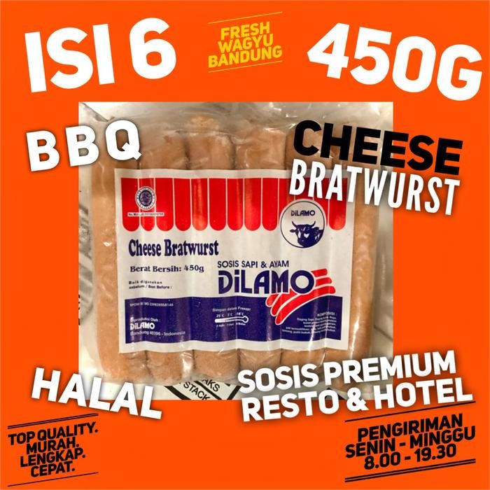 

Pilihan- Dilamo Beef Bratwurst Cheese Sosis Sapi Keju Halal Premium 450G