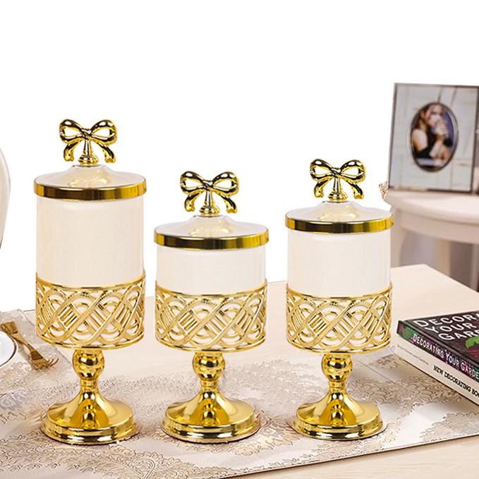 OPTIVIA 3 PCS/SET Toples Pita Kaki Tinggi - Mewah & Elegan / Toples Snack Plastik Toples Mewah