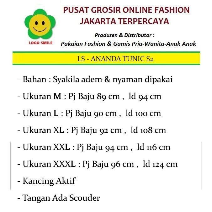 mul Ananda Tunik S2 - Logo Smile (LS) - Ukuran M-3XL - New Arrival