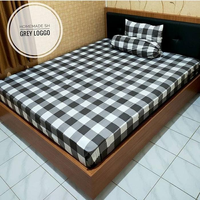 Pilihan- Sprei Aesthetic Kotak Emily Grey Seprei Kotak Kotak Abu Abu