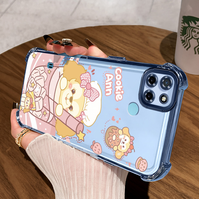 Casing Hp untuk Realme C21Y Realme C25Y C21 C15 Case Teh susu warna pink lucu Kasing airbag Kesing S