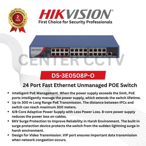 Hikvision DS-3E0326P-E/M POE Switch Hub 24+2