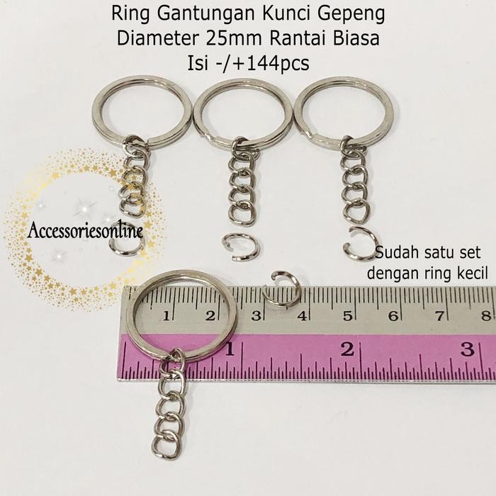 

New Ring Gantungan Kunci GEPENG - diameter 25mm Rantai Biasa /GROSS