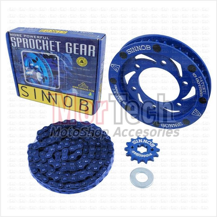 Chain Kit Gear Gir Set Rantai Rante Motor Sinnob Vixion Old Lama Biru
