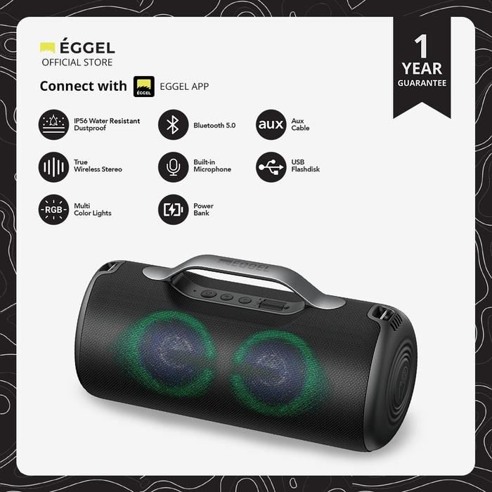 Pilihan- Eggel Elite Xl 2S Waterproof Portable Bluetooth Speaker With Rgb Light
