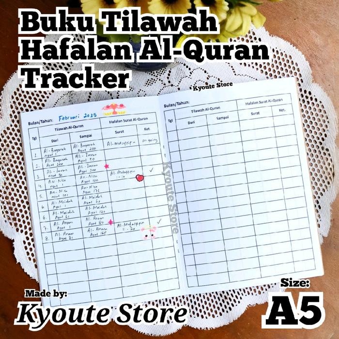 

Buku Catatan Tilawah dan Hafalan Al-Quran Muslim/Muslimah Planner Kyoute A5 Habit Tracker Journal