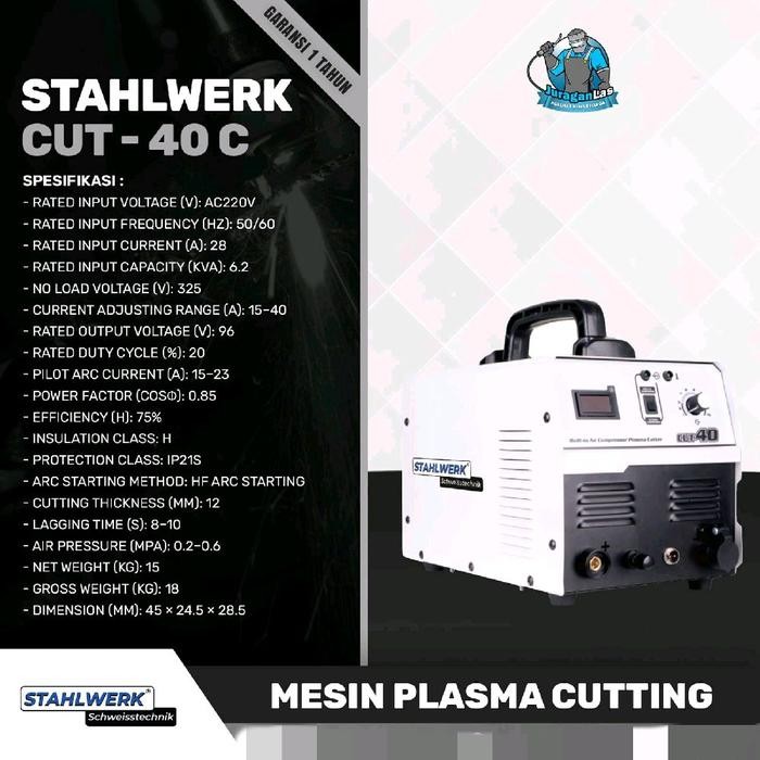 Mesin plasma cutting 40A + kompresor merk Stahlwerk CUT-40C