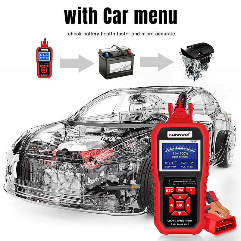 KONNWEI KW870 KW880 KW890 12V Car Battery Tester Analizer Auto Diagnostic Tool Battery Match 3 in 1 