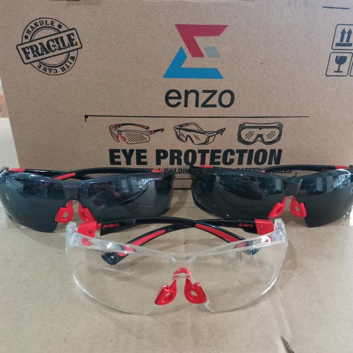 BERKUALITAS ENZO kacamata safety glass kaca mata gerinda kacamata las hitam glass