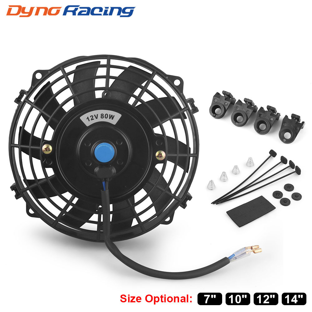 Universal 7/10/12/14 Inch 12V 80W 2100RPM Car Air Conditioning Electronic Radiator Cooling Fan Blade